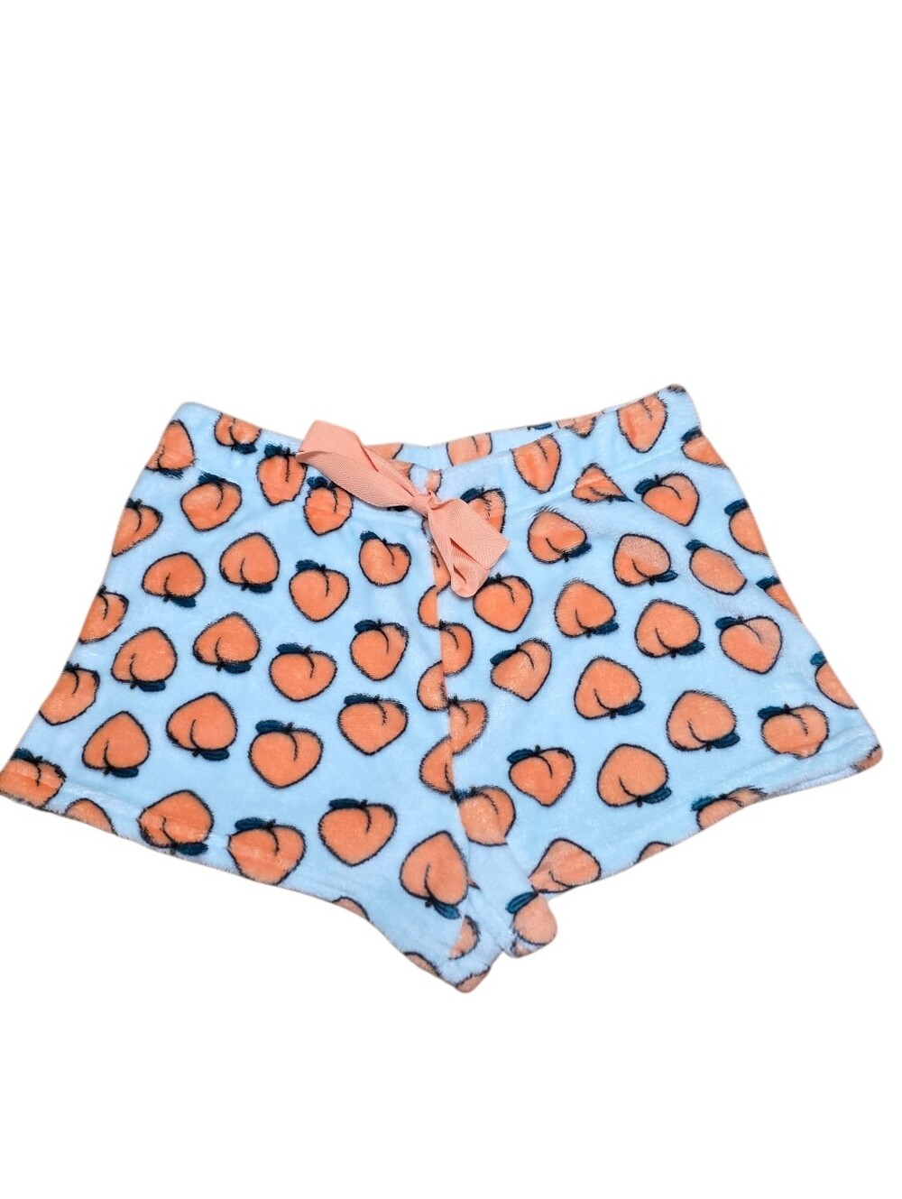 Unbranded Fuzzy Peach Print Drawstring Lounge Shorts Size M VGUC